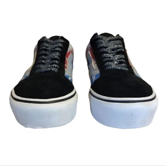 VANS Sparkly Old Skool Platform After Dark Summer Leaf Sneakers W8 M6.5 - Picture 6 of 16